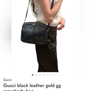 Gucci Black Leather Crossbody with Gold GG Accent